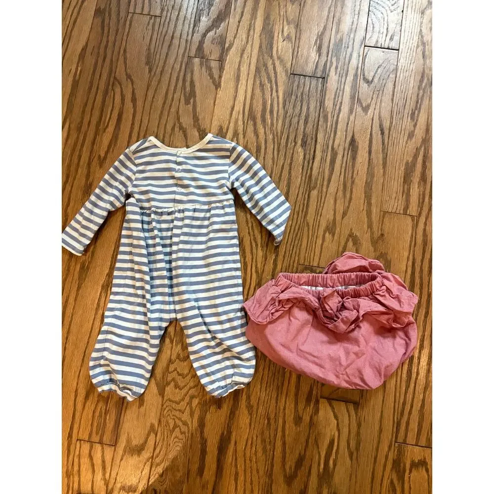 Stitchy Fish Onsie 18M Farm Animal Romper Blue‎ Stripe Long Sleeve  and Bloomers